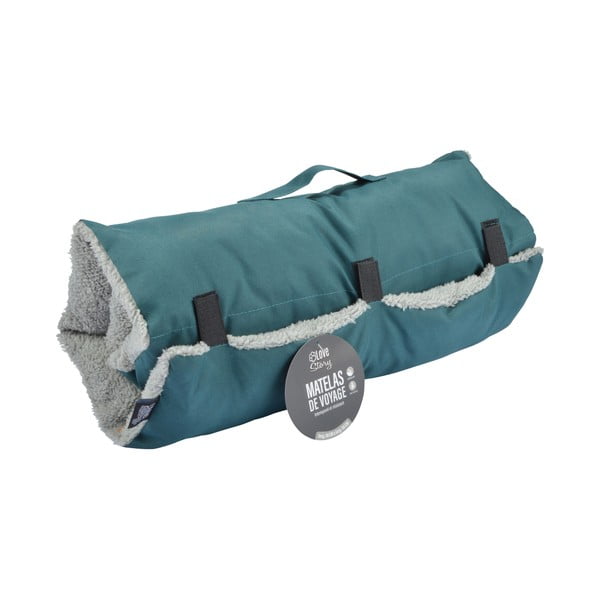 Modrý cestovní pelíšek pro psa s beránkem 80x50 cm Essentiel – Love Story
