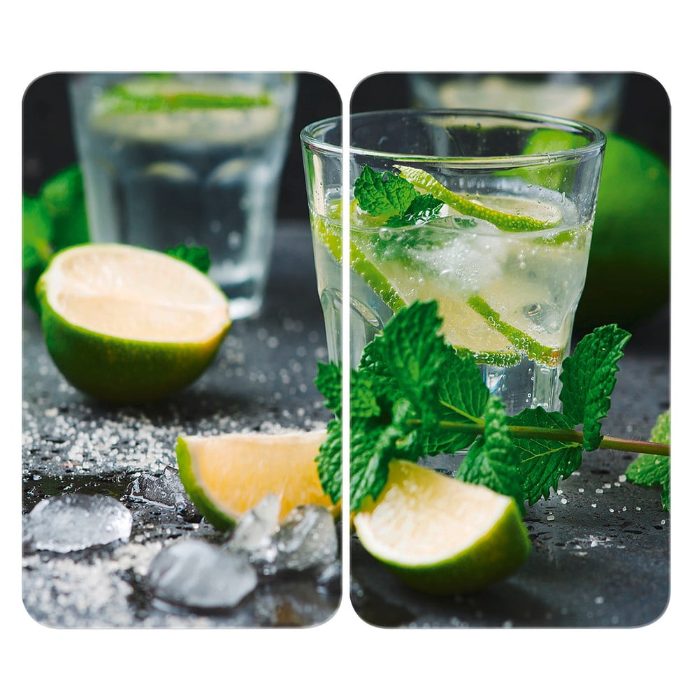 Sada 2 skleněných krytů na sporák Wenko Mojitos, 52 x 30 cm