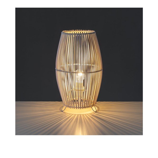 Bílá bambusová stolní lampa s bambusovým stínidlem (výška 29 cm) – Casa Selección-image-1