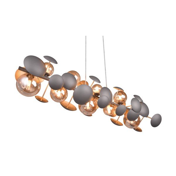 Závěsné svítidlo se skleněným stínidlem v šedo-zlaté barvě Bubble – Trio Select-image-1