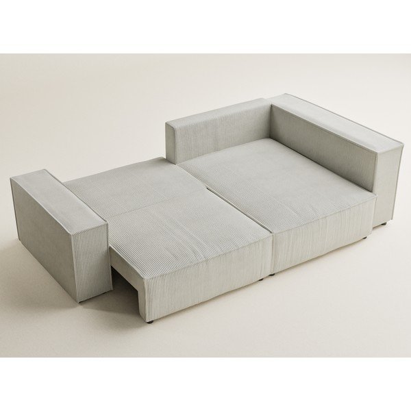 Krémová manšestrová rozkládací/s úložným prostorem rohová pohovka (pravý roh/do L) Tonga – Maison de Rêve-image-3