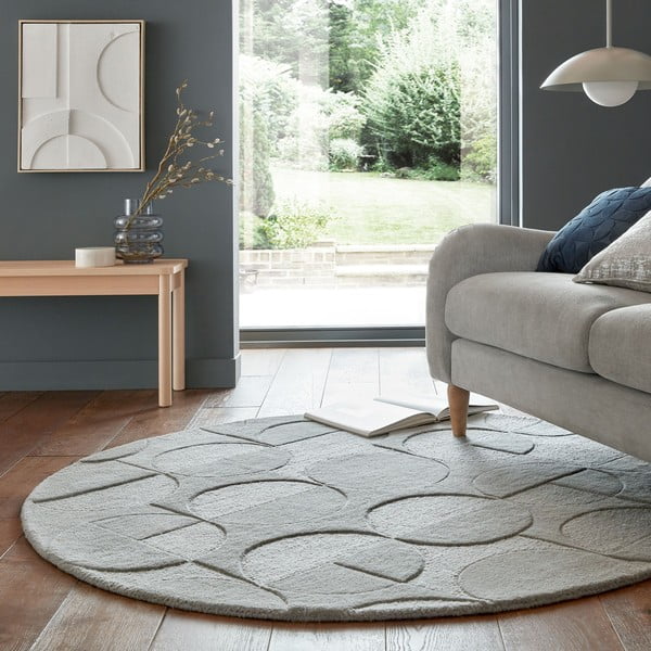 Šedý vlněný kulatý koberec ø 160 cm Gigi - Flair Rugs-image-1