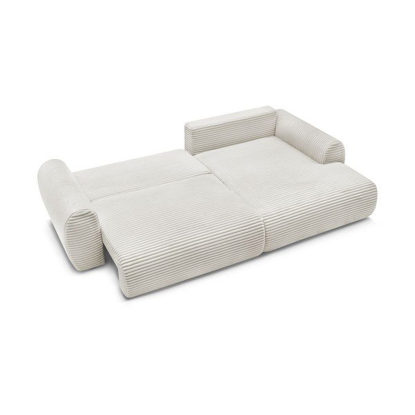 Krémová manšestrová rozkládací rohová pohovka (pravý roh) Lucien – Bobochic Paris-image-4