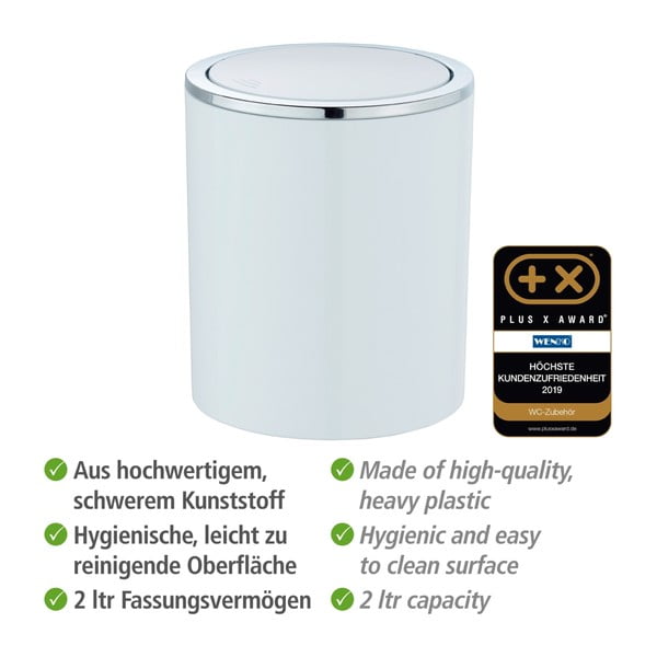 Bílý odpadkový koš Wenko Inca, 2 l-image-3