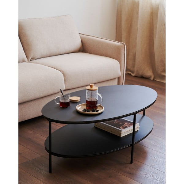 Černý konferenční stolek se skleněnou deskou 65x110 cm Fideia – Kave Home-image-1