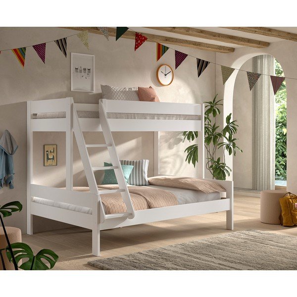 Bílá patrová dětská postel s roštem 140x200/90x200 cm Primo – Vipack-image-1
