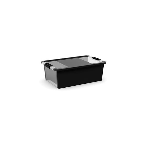 Černý plastový úložný box s víkem 55x35x19 cm Bi-Box M – KIS