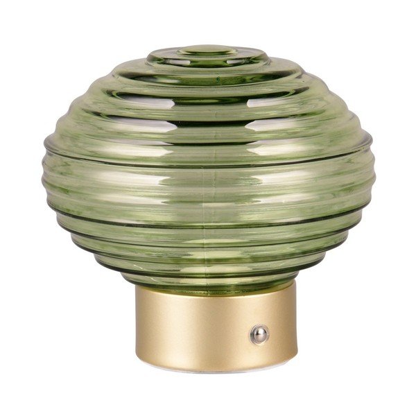 Stmívatelná LED stolní lampa v zelené a zlaté barvě se skleněným stínidlem (výška 14,5 cm) Earl – Reality