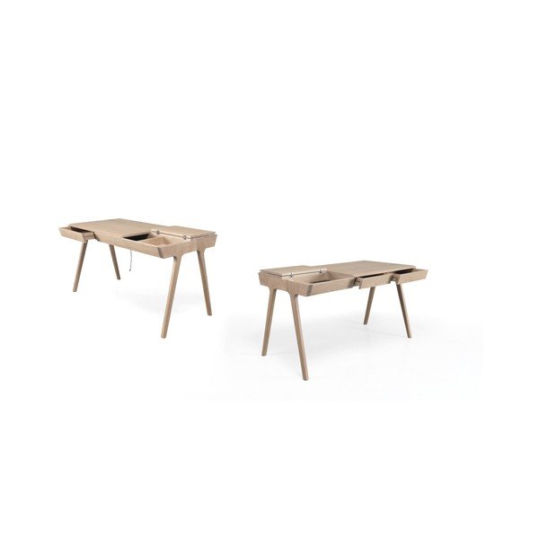 Pracovní stůl z dubového dřeva s úložným prostorem Wewood - Portuguese Joinery Metis-image-3