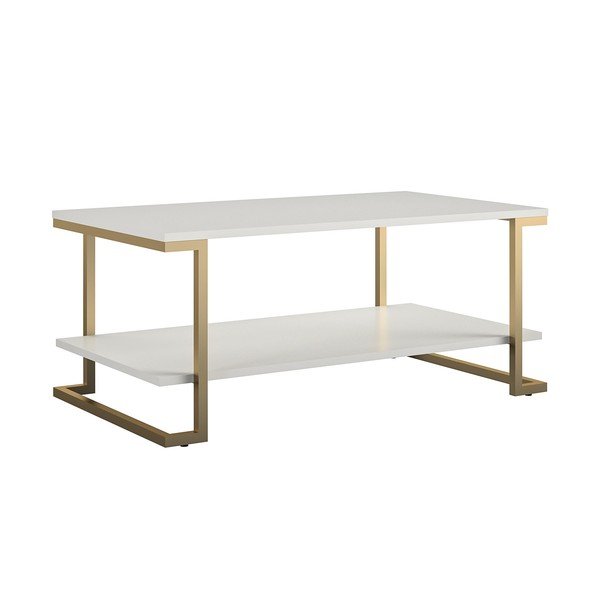 Konferenční stolek v bílo-zlaté barvě CosmoLiving by Cosmopolitan Camila, 106 x 45 cm-image-1