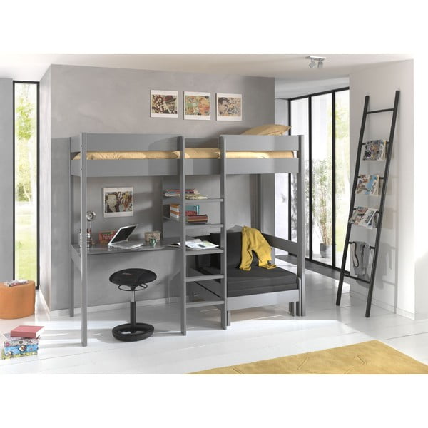 Šedá vyvýšená dětská postel 90x200 cm Pino - Vipack-image-2