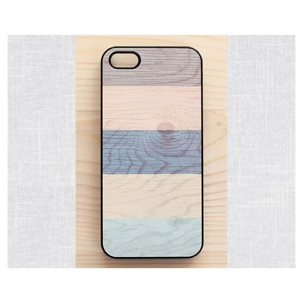 Obal na iPhone 4/4S, Pastel Stripes on wood/black