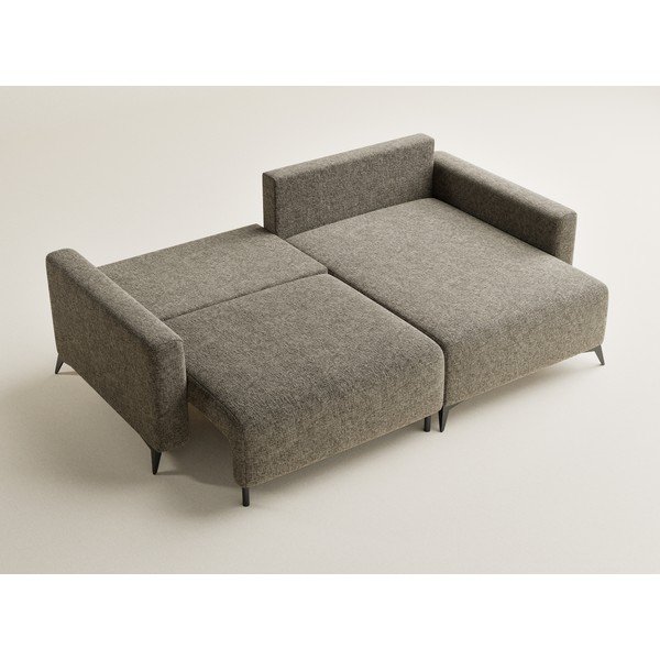 Hnědá žinylková rozkládací/s úložným prostorem rohová pohovka (pravý roh/s lenoškou) Leon – Maison de Rêve-image-3