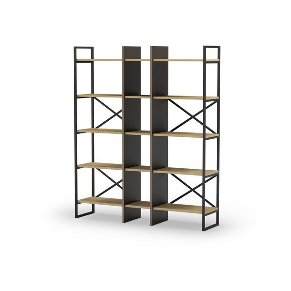 Knihovna v dekoru dubu v přírodní barvě 143,5x175 cm Ara – Marckeric-image-2