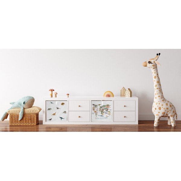 Bílý látkový dětský organizér na hračky  32x32x32 cm Dino Friends – Butter Kings-image-1