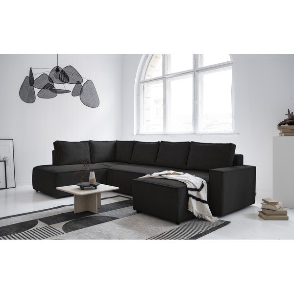 Antracitová manšestrová rozkládací rohová pohovka (levý roh/do "U") Brave Dave – Miuform-image-2