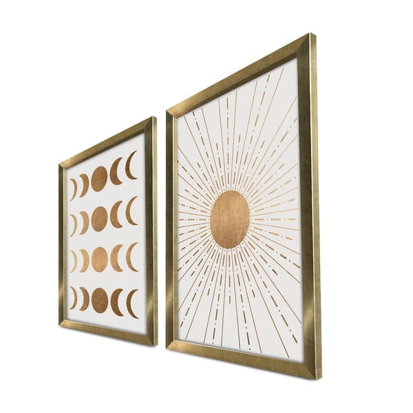Obrazy v sadě 2 ks 38x53 cm Moon & Sun – Wallity-image-2