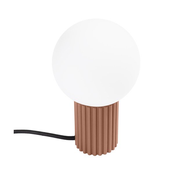 Světle hnědá stolní lampa se skleněným stínidlem (výška 19 cm) Orbital – Sollux