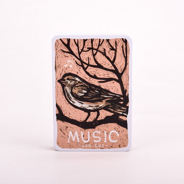 Plechový zápisník Music, růžový ptáček