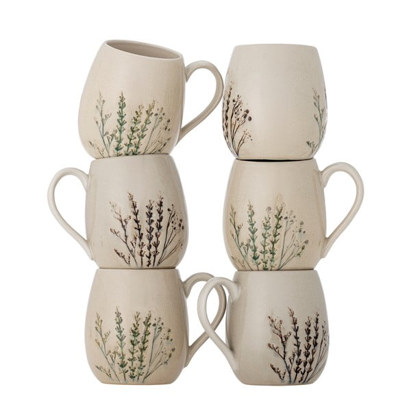 Béžové hrnky v sadě 6 ks z kameniny 400 ml Bea – Bloomingville