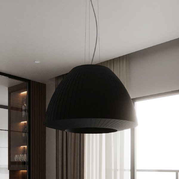 Černé závěsné svítidlo se skleněným stínidlem ø 60 cm Soprano – Sollux-image-3