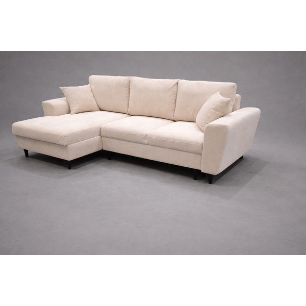 Béžová manšestr rozkládací/s úložným prostorem rohová pohovka (levý roh/s lenoškou) Moghan - II. jakost – Micadoni -image-3