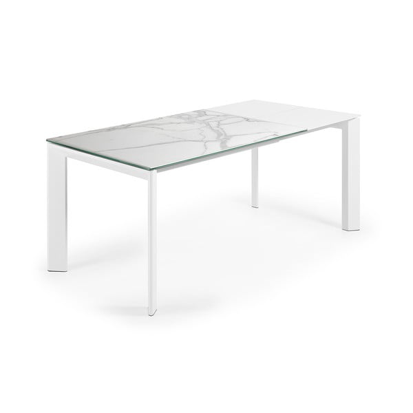 Rozkládací jídelní stůl s přídavnou deskou s deskou v dekoru mramoru 80x120 cm Axis – Kave Home-image-2