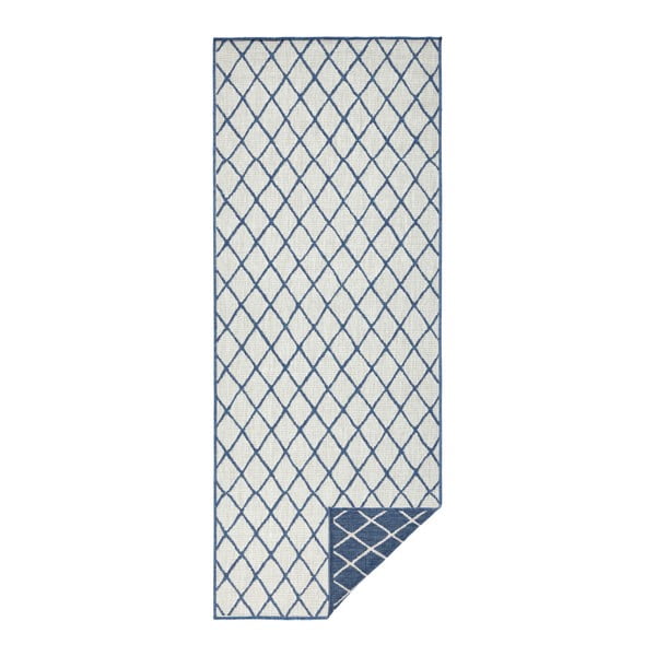 Modro-krémový venkovní koberec NORTHRUGS Malaga, 80 x 250 cm