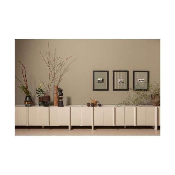 Krémový modulární TV stolek z borovicového dřeva 200x53 cm Basu – WOOOD-image-4