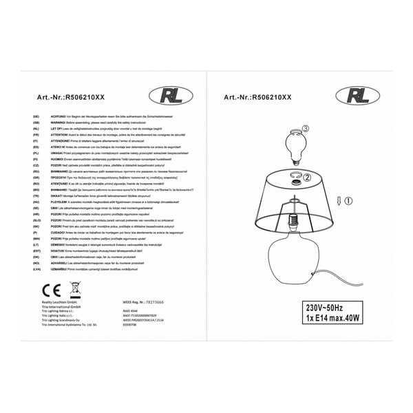 Černá stolní lampa z keramiky a tkaniny Reality Luxor, výška 26 cm-image-3