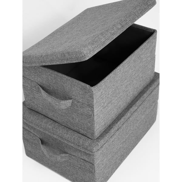 Šedý látkový úložný box s víkem 45x34x25 cm Soft Storage – Bigso-image-2