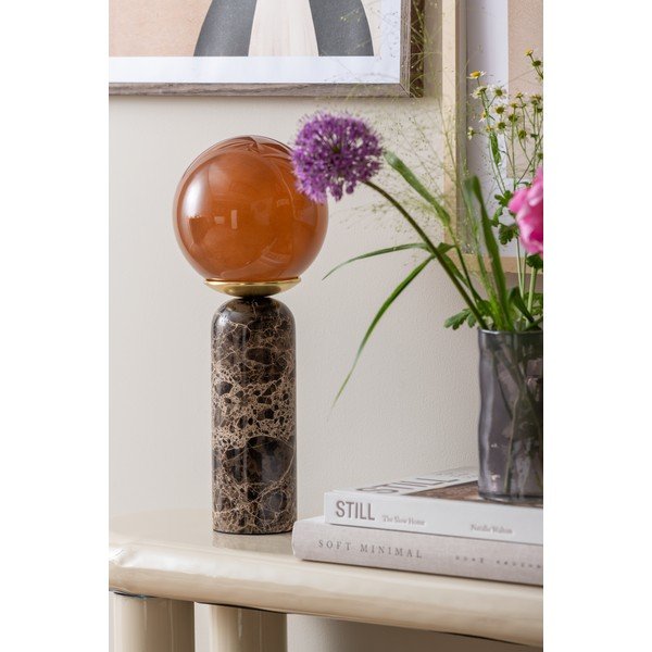 Tmavě hnědá mramorová stolní lampa (výška 38 cm) Lazio Sphere – Leitmotiv-image-2