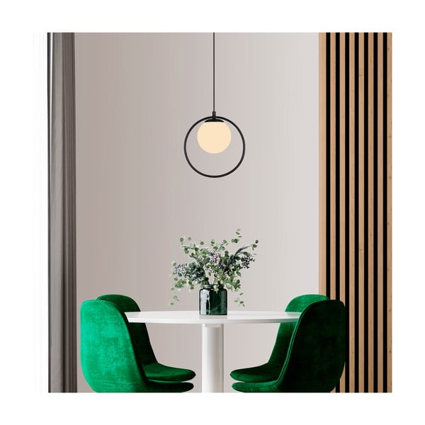 Černé kovové závěsné svítidlo se skleněným stínidlem ø 15 cm Ates – Squid Lighting-image-3