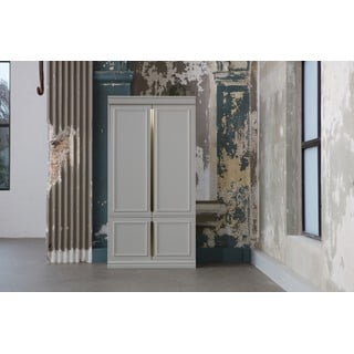 Světle šedá šatní skříň s pantovými dveřmi z borovicového dřeva 110x215 cm Organize – BePureHome