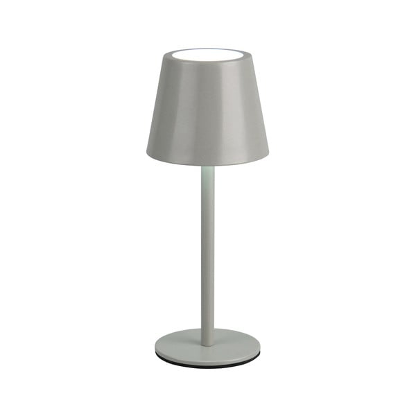 Šedá LED stolní lampa s kovovým stínidlem (výška 21 cm) Diaz – Trio-image-1