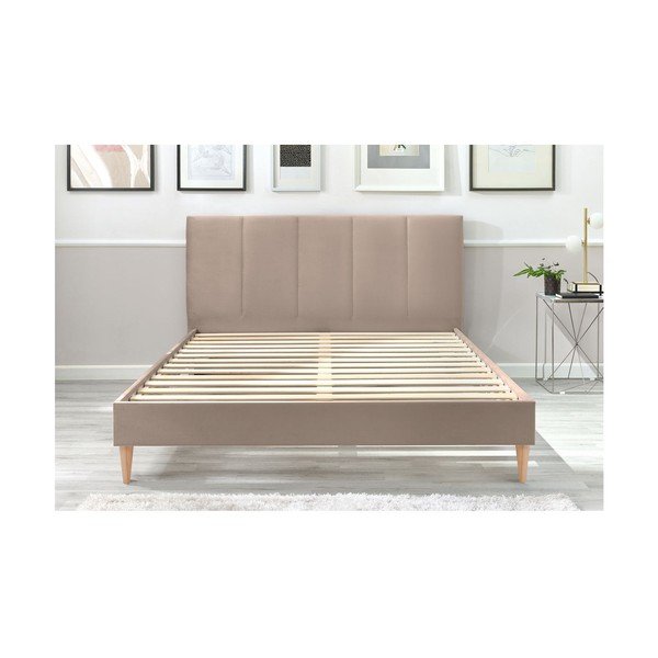 Béžová čalouněná dvoulůžková postel s roštem 180x200 cm Vivara – Bobochic Paris-image-3