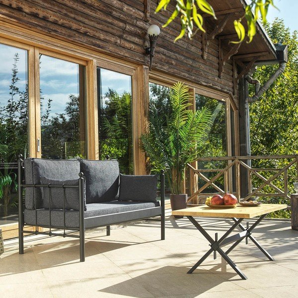 Zahradní lounge set v černé a tmavě šedé barvě pro 4 Lalas – Floriane Garden-image-1