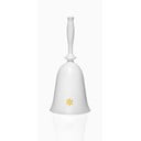 Bílý skleněný vánoční zvonek Crystalex Nordic Vintage, výška 17,9 cm