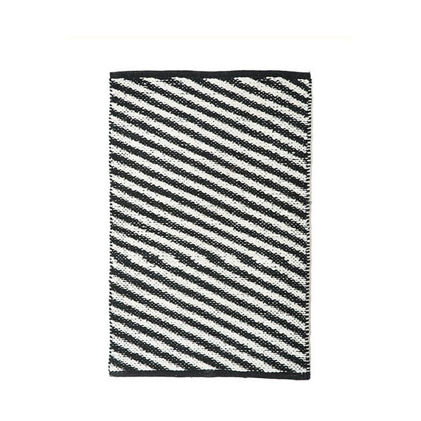 Černobílý bavlněný ručně tkaný koberec Pipsa Diagonal, 60 x 90 cm