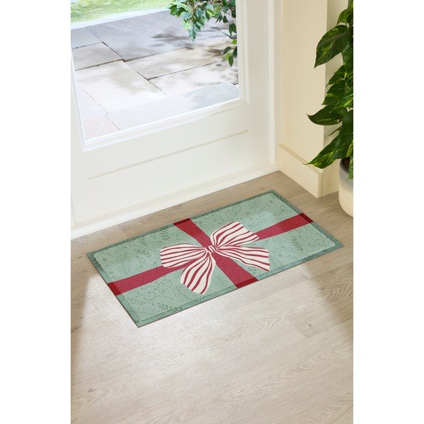 Rohožka s vánočním motivem z recyklovaného plastu 40x70 cm Red & White Stripe Bow – Artsy Doormats-image-2