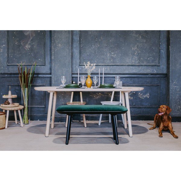 Zeleno-černá sametová lavice EMKO Naïve, 140 cm-image-3