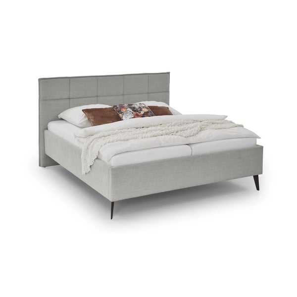 Světle šedá čalouněná dvoulůžková postel bez roštu 180x200 cm Paulo – Meise Möbel-image-4