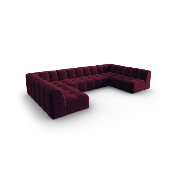 Vínová sametová rohová pohovka (do "U") Kendal – Micadoni Home-image-3