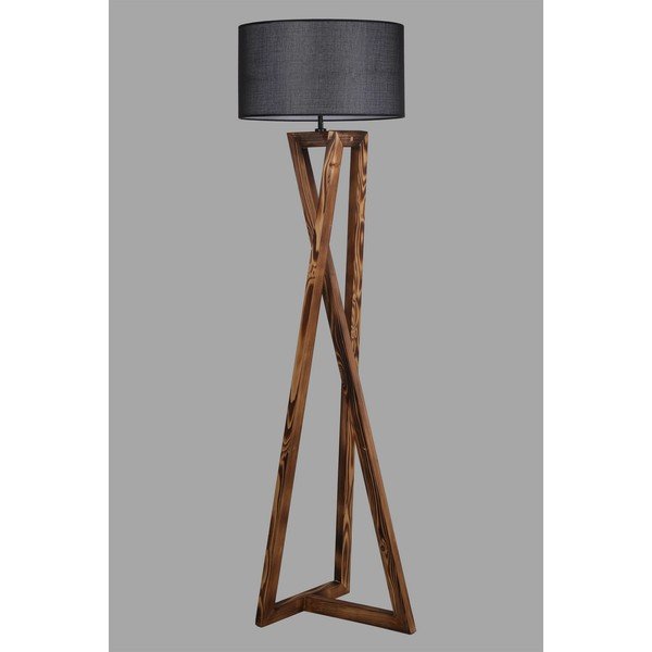 Černá/hnědá stojací lampa s textilním stínidlem (výška 149 cm) Maçka – Opviq lights-image-2