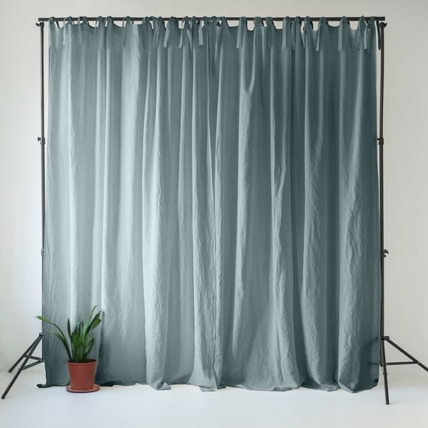Šedomodrý lněný závěs 140x170 cm Blue Fog – Linen Tales