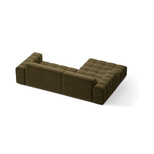 Khaki sametová rohová pohovka (levý roh/s lenoškou) Chicago – Cosmopolitan Design-image-2
