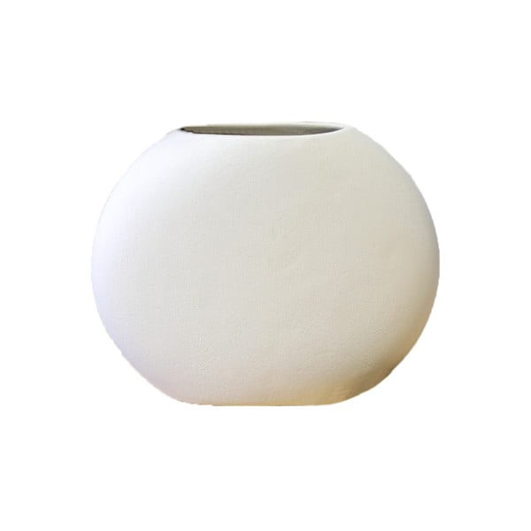 Bílá oválná keramická váza Rulina Flat, výška 13 cm