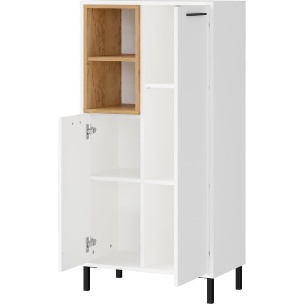 Bílá vysoká koupelnová skříňka v dekoru dubu 59x118 cm Loria - Germania-image-2