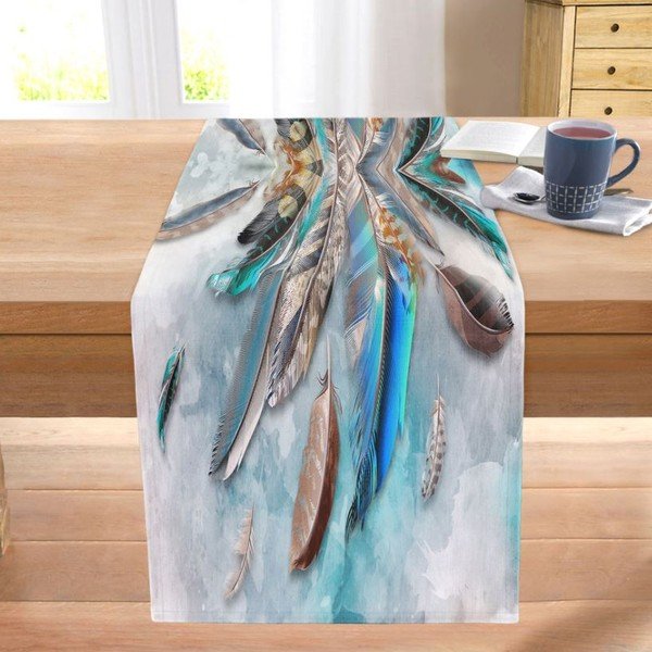 Běhoun na stůl 40x130 cm Blue Feather – Mila Home-image-2