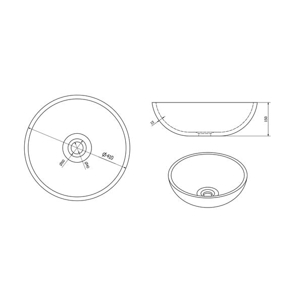 Modré/šedé keramické kulaté umyvadlo ø 41 cm Priori – Sapho-image-3